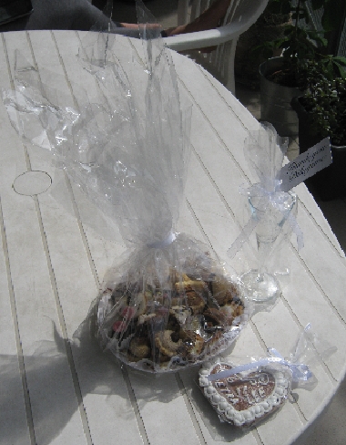 Homemade Czech goodies, an inscribed gingerbread heart and an inscribed shot glass © Ricky Yates